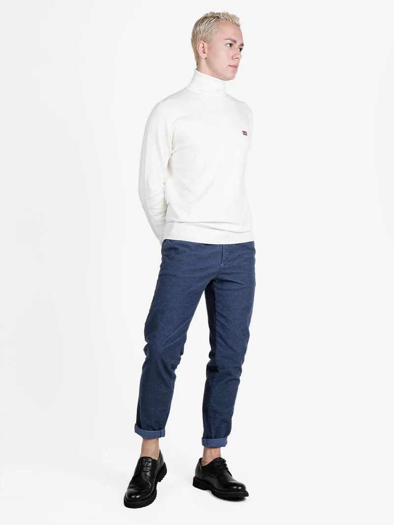 Pantaloni casual da uomo slim fit in flanella - blu