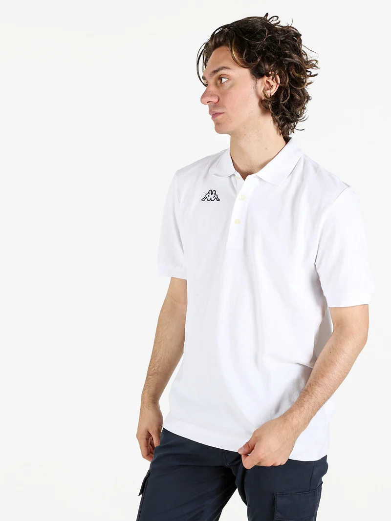 Polo da uomo in cotone a manica corta con logo - bianco