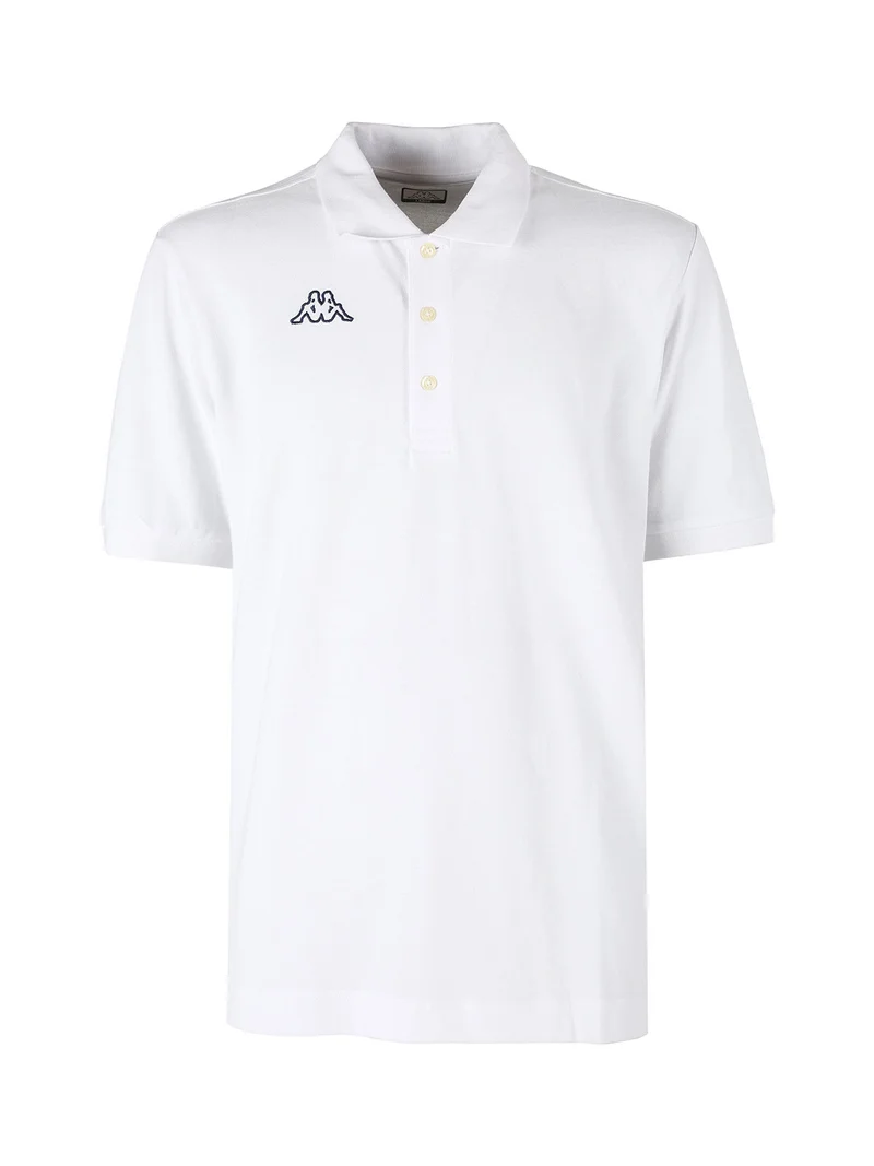 Polo da uomo in cotone a manica corta con logo - bianco