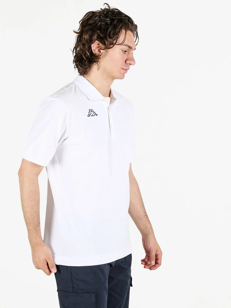 Polo da uomo in cotone a manica corta con logo - bianco