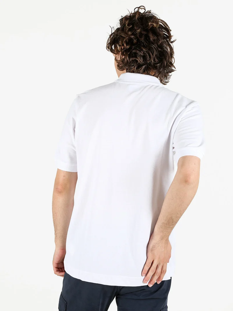 Polo da uomo in cotone a manica corta con logo - bianco