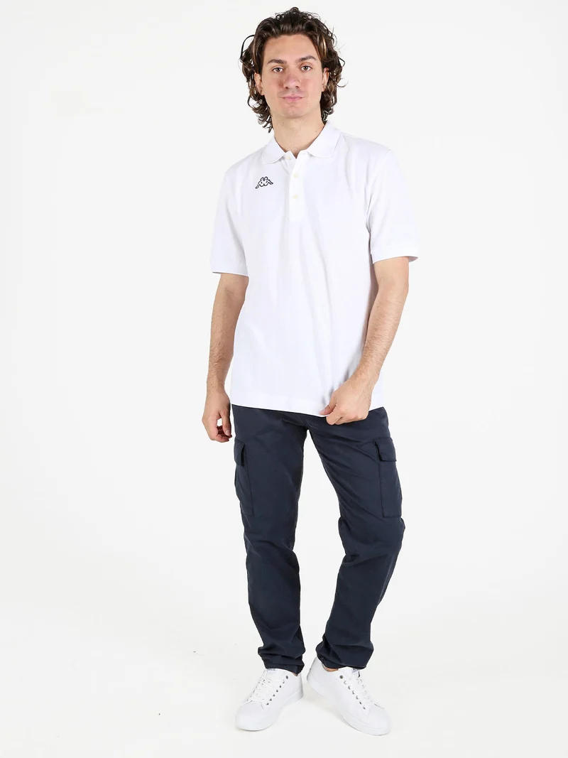 Polo da uomo in cotone a manica corta con logo - bianco