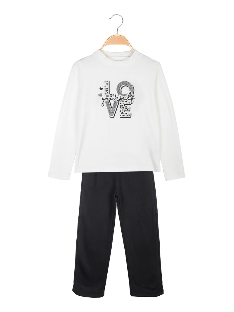 Completo 2 pezzi da bambina con maglia a lupetto - grigio
