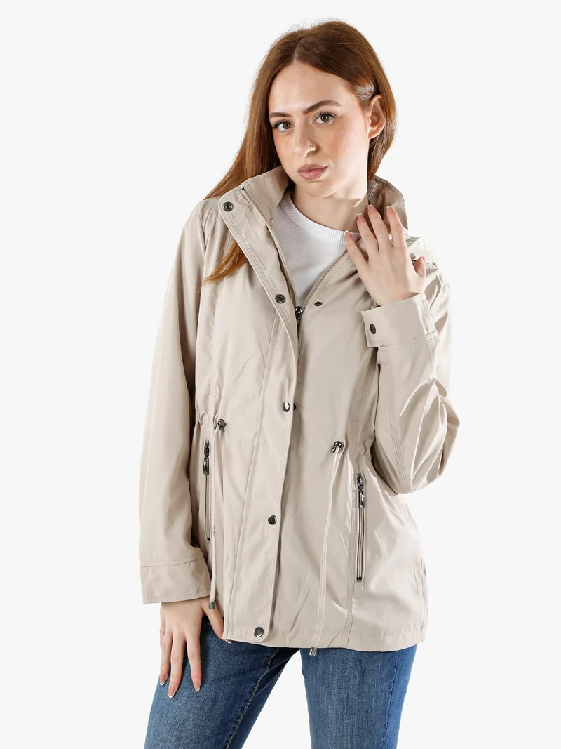 Giacca a vento da donna con cappuccio - beige