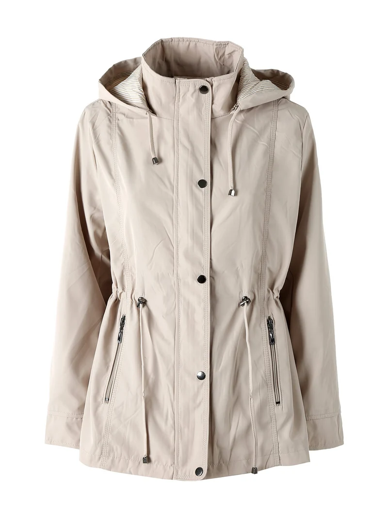 Giacca a vento da donna con cappuccio - beige