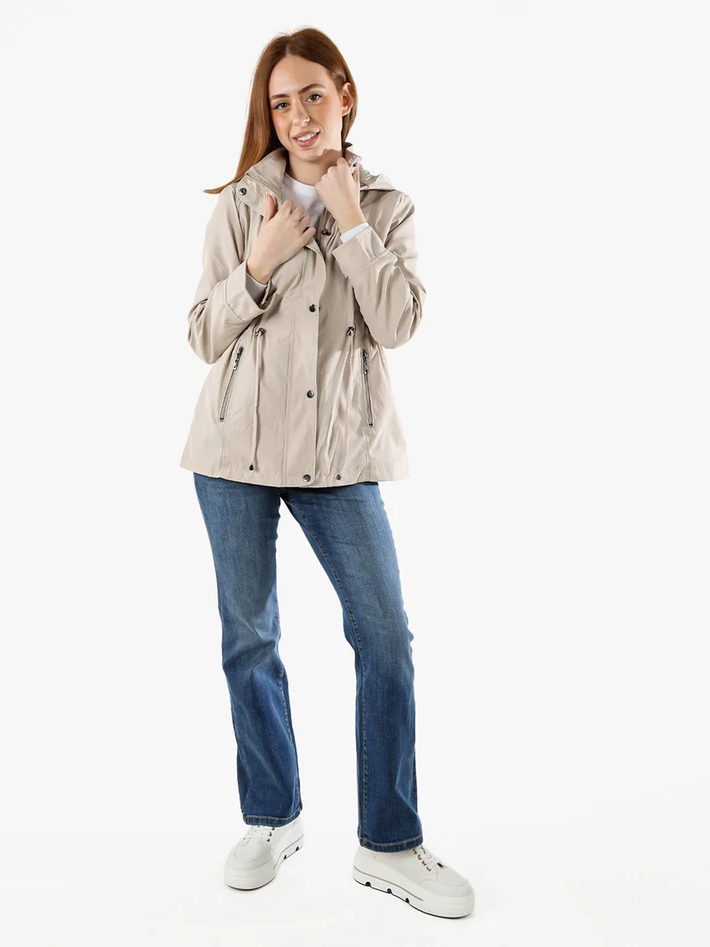 Giacca a vento da donna con cappuccio - beige