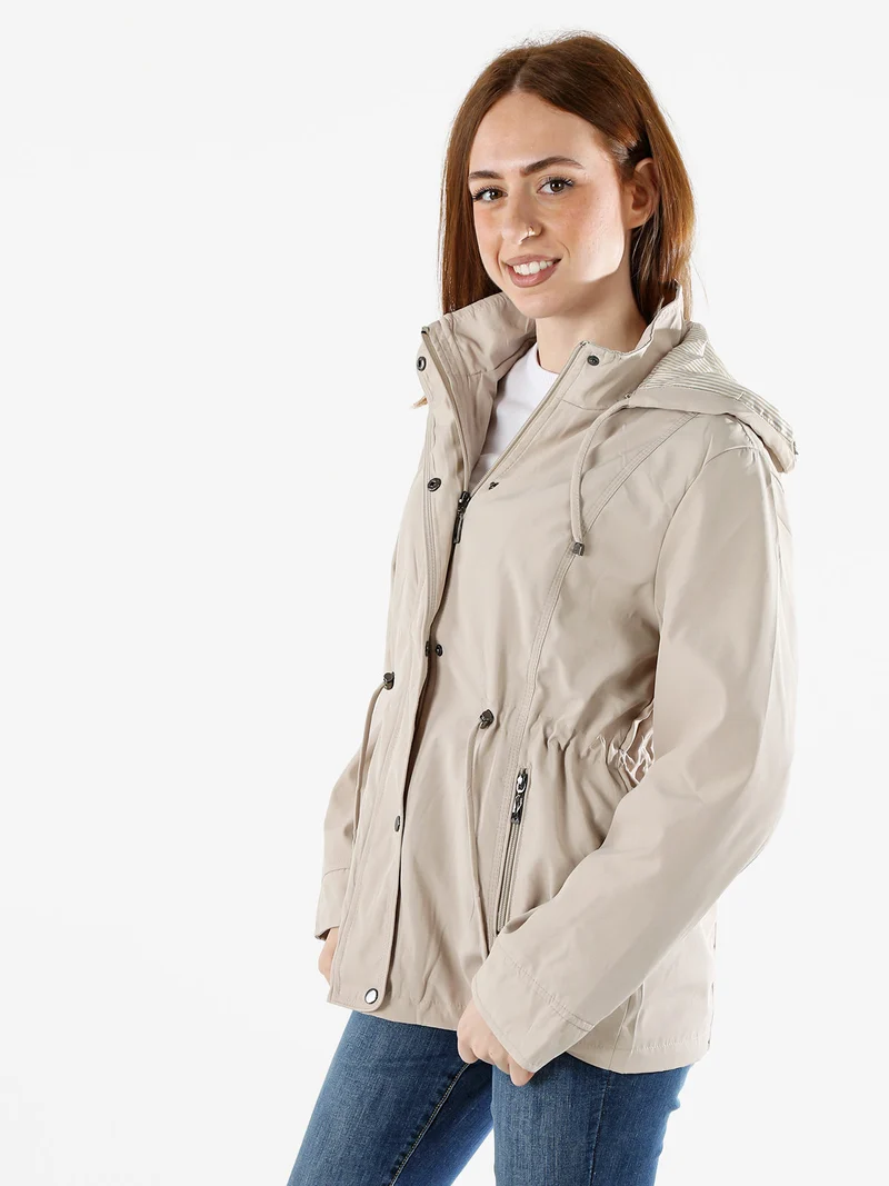 Giacca a vento da donna con cappuccio - beige