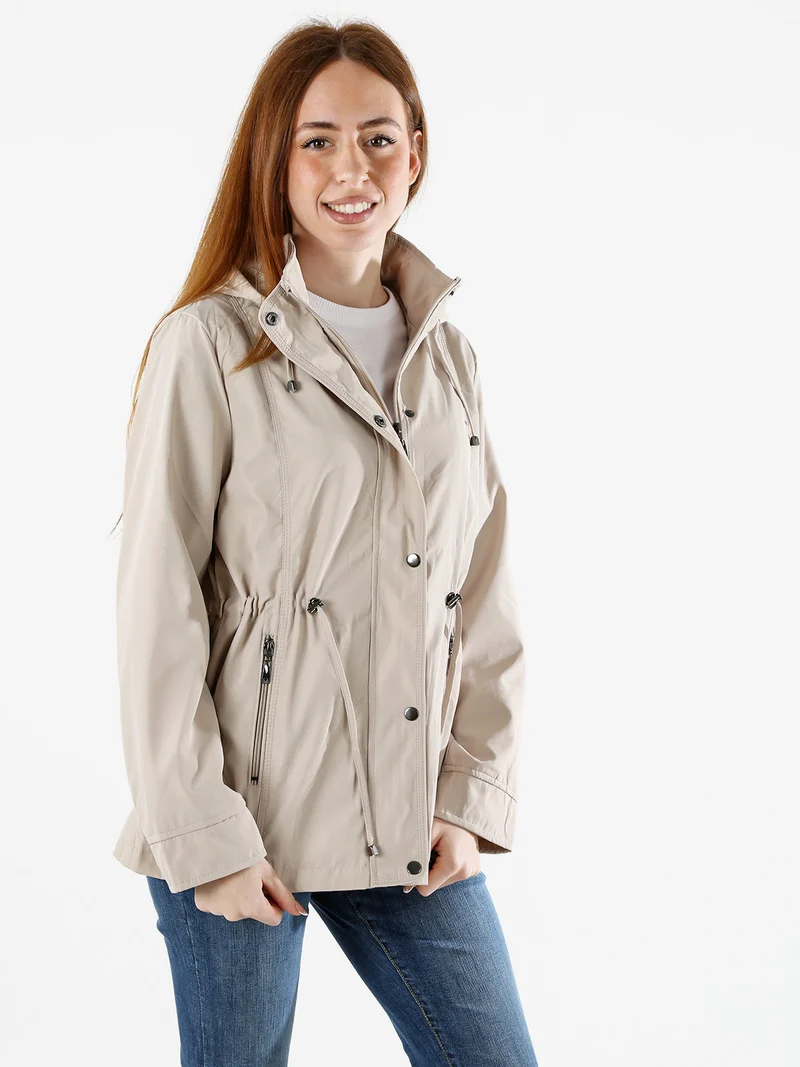 Giacca a vento da donna con cappuccio - beige