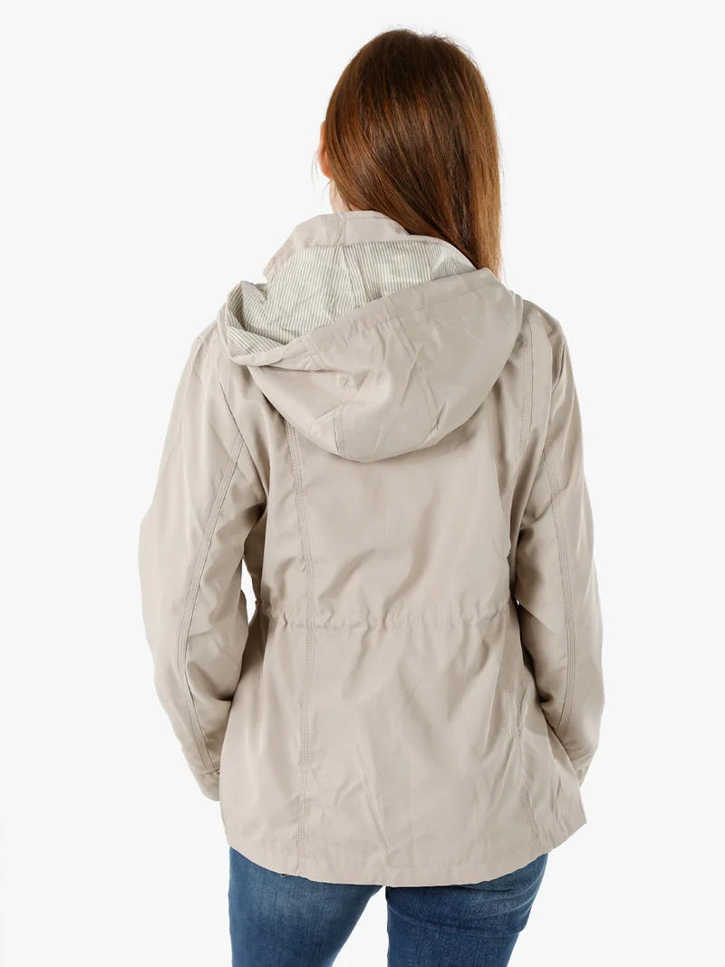 Giacca a vento da donna con cappuccio - beige