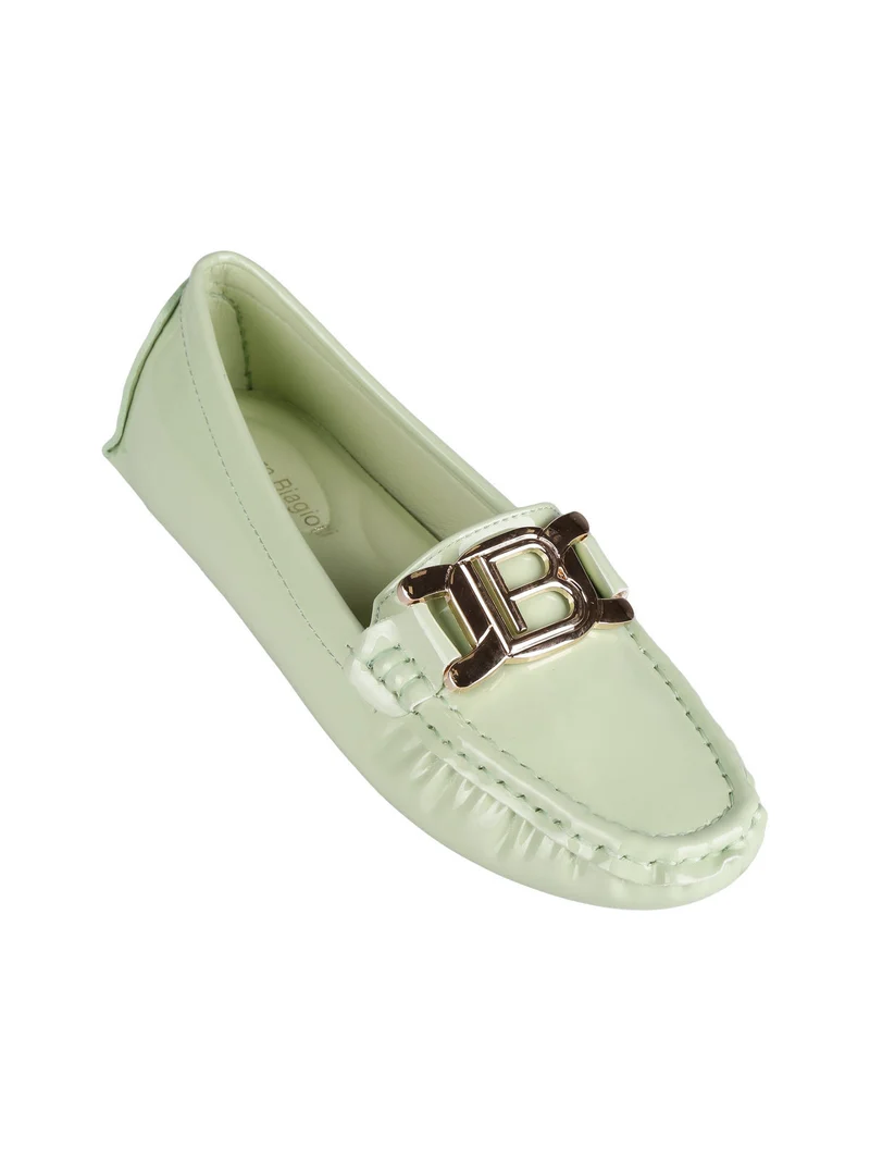Mocassini donna in effetto lucido - verde chiaro