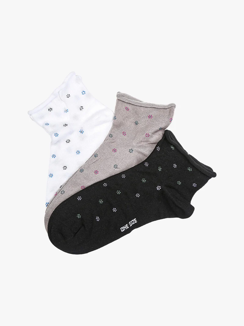 Confezione da 3 paia di calze corte da donna in cotone - grigio chiaro
