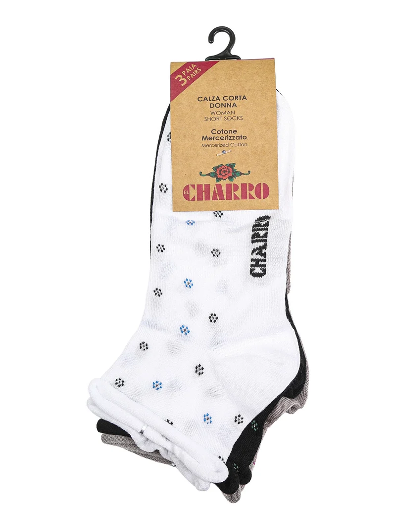 Confezione da 3 paia di calze corte da donna in cotone - grigio chiaro