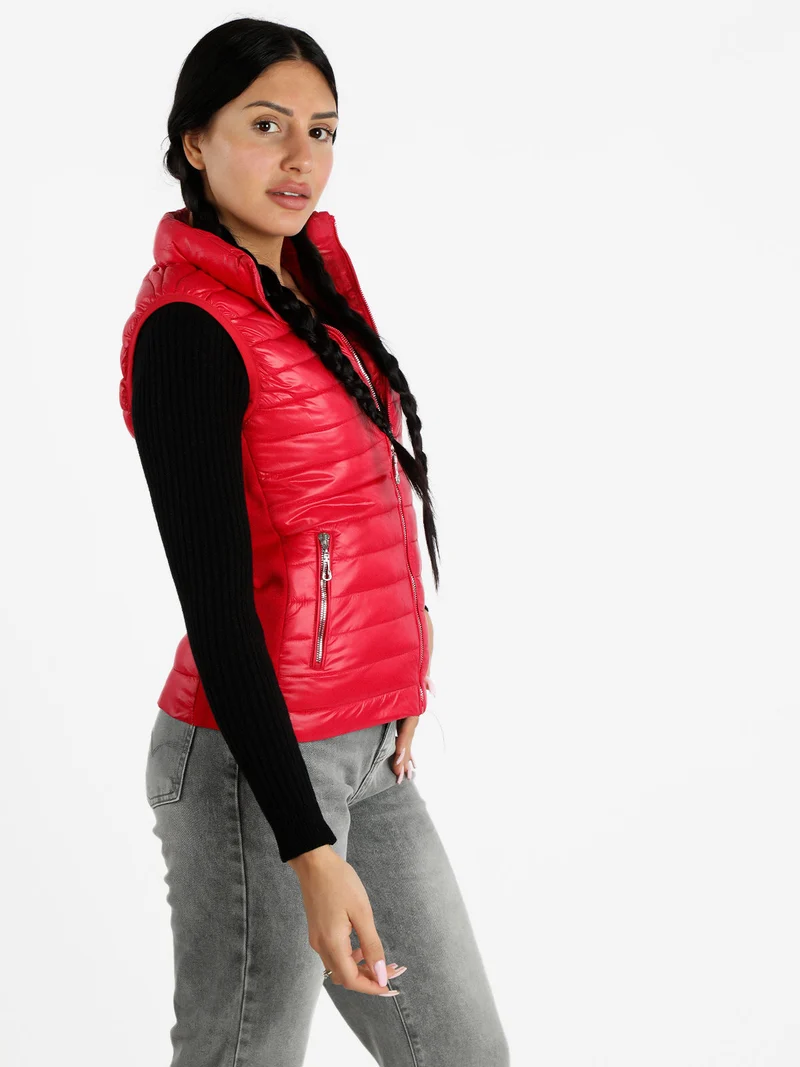 Giacca smanicata da donna - rosso