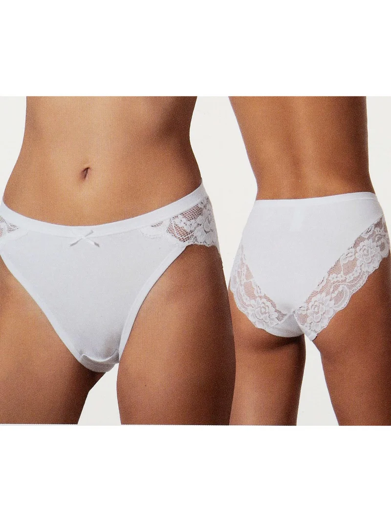 Slip in cotone bielastico con pizzo - nero