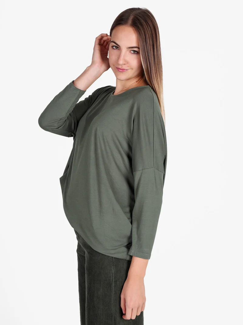 Maglia donna con maniche a pipistrello - oliva