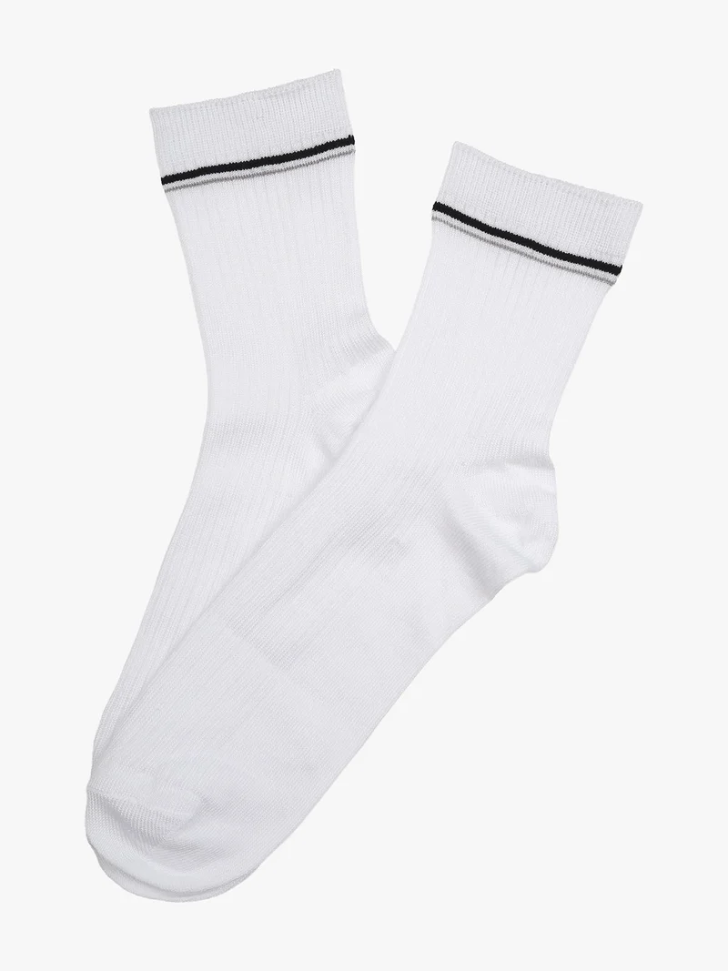 Calze donna midi a costine - bianco