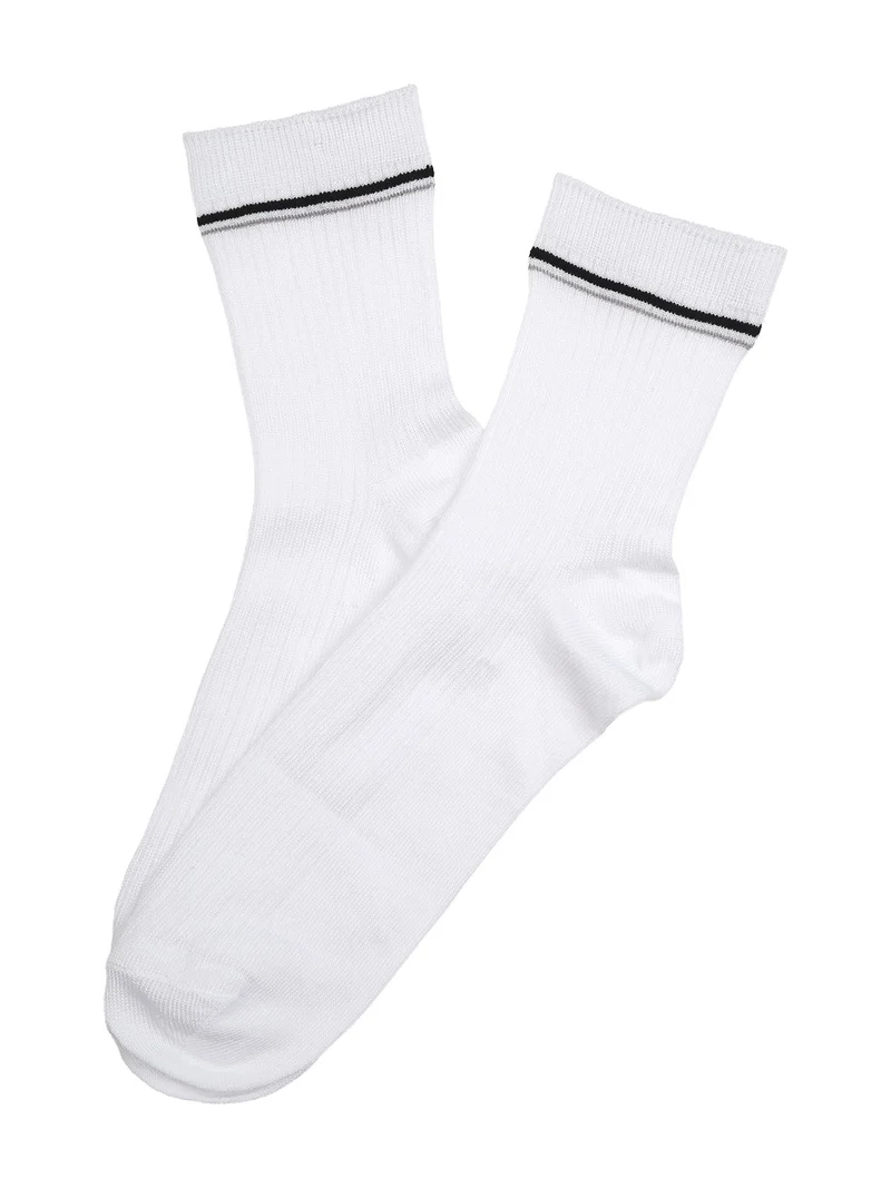 Calze donna midi a costine - bianco
