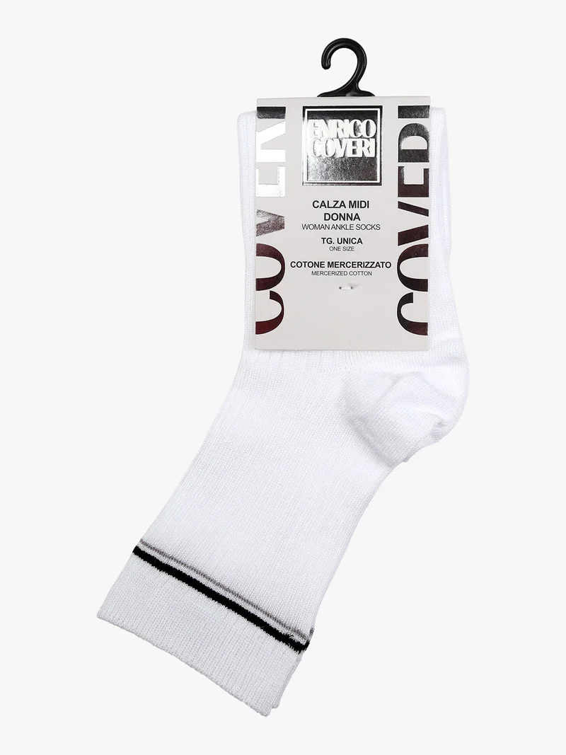 Calze donna midi a costine - bianco
