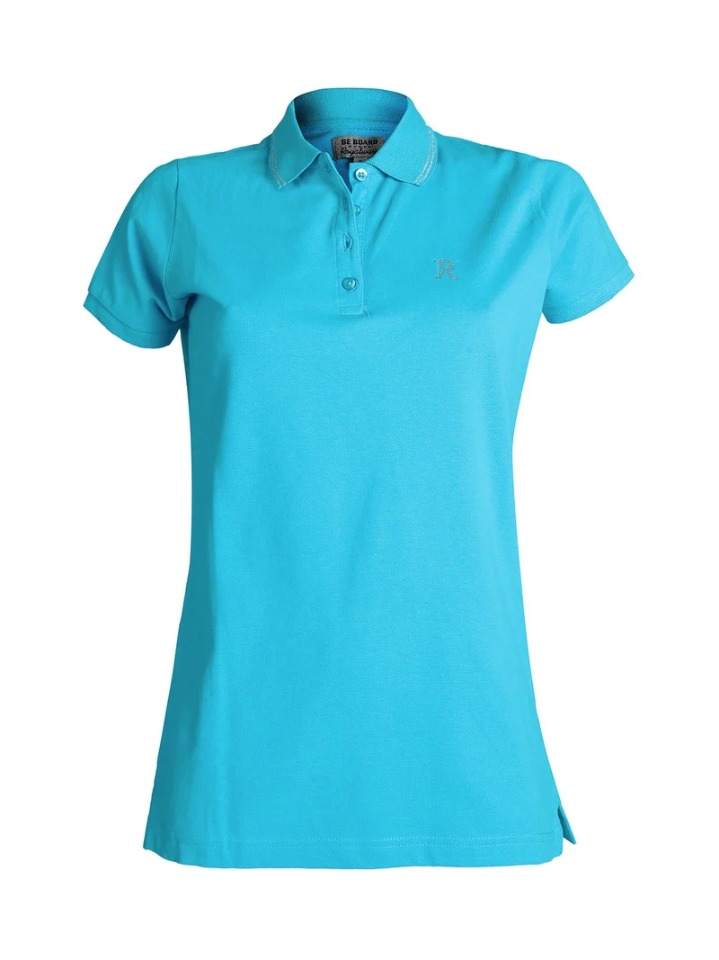 Polo donna in cotone manica corta - turchese