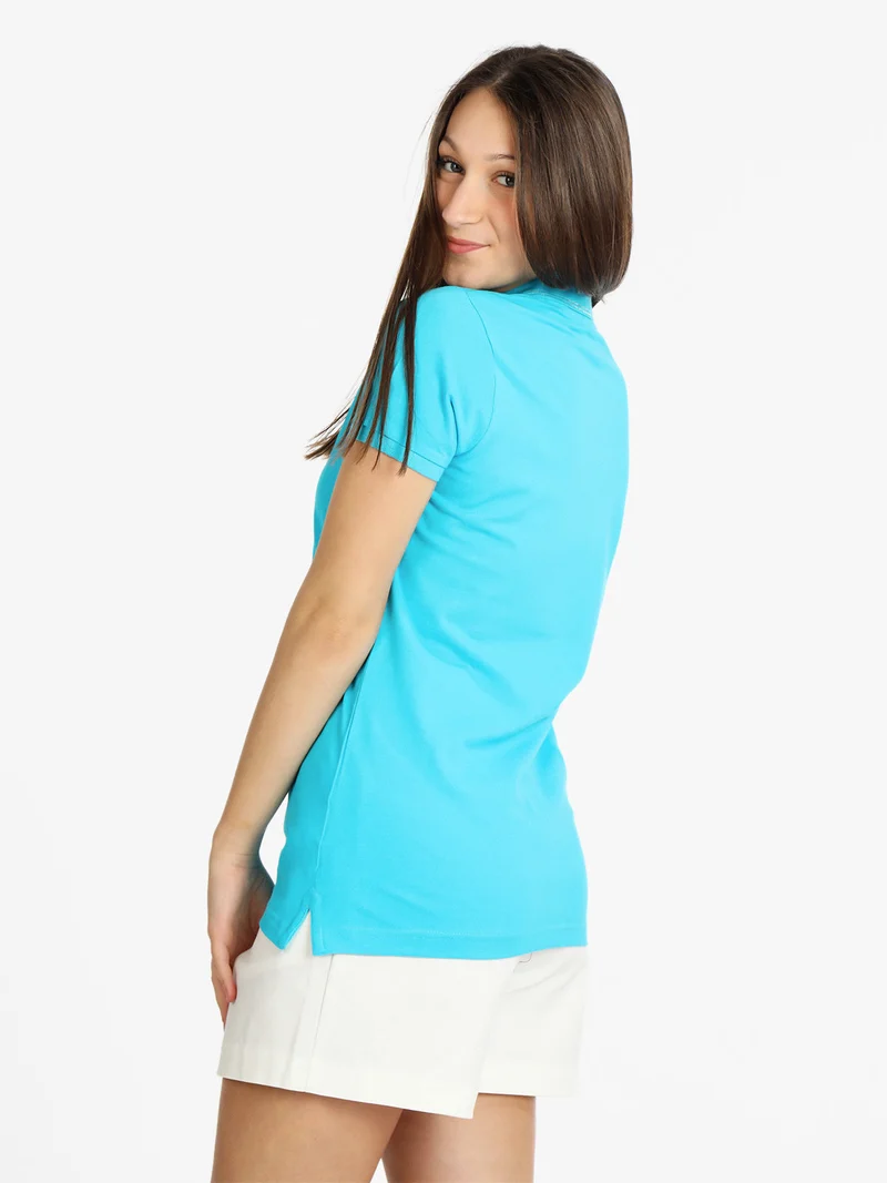 Polo donna in cotone manica corta - turchese
