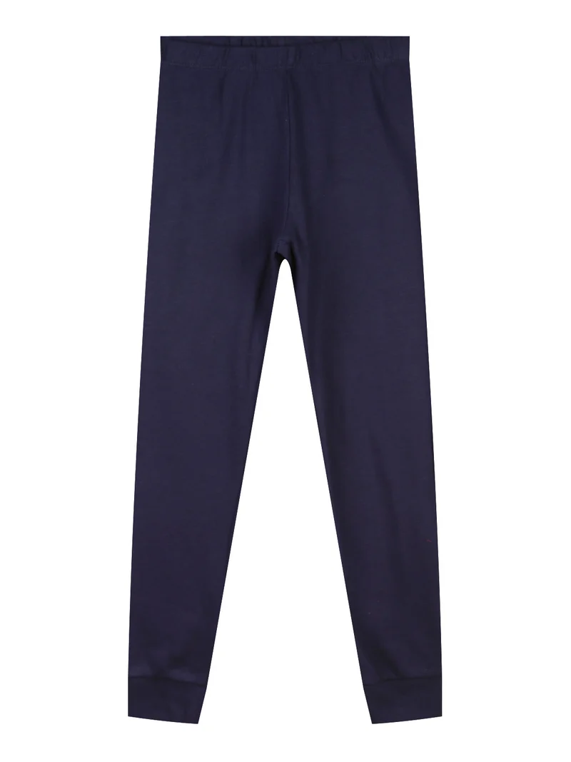 Pigiama da bambina in cotone felpato - blu scuro