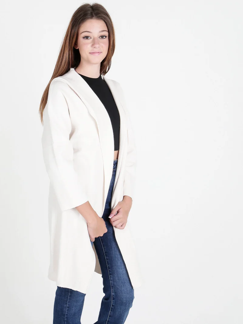 Cardigan in maglia da donna con cappuccio - panna