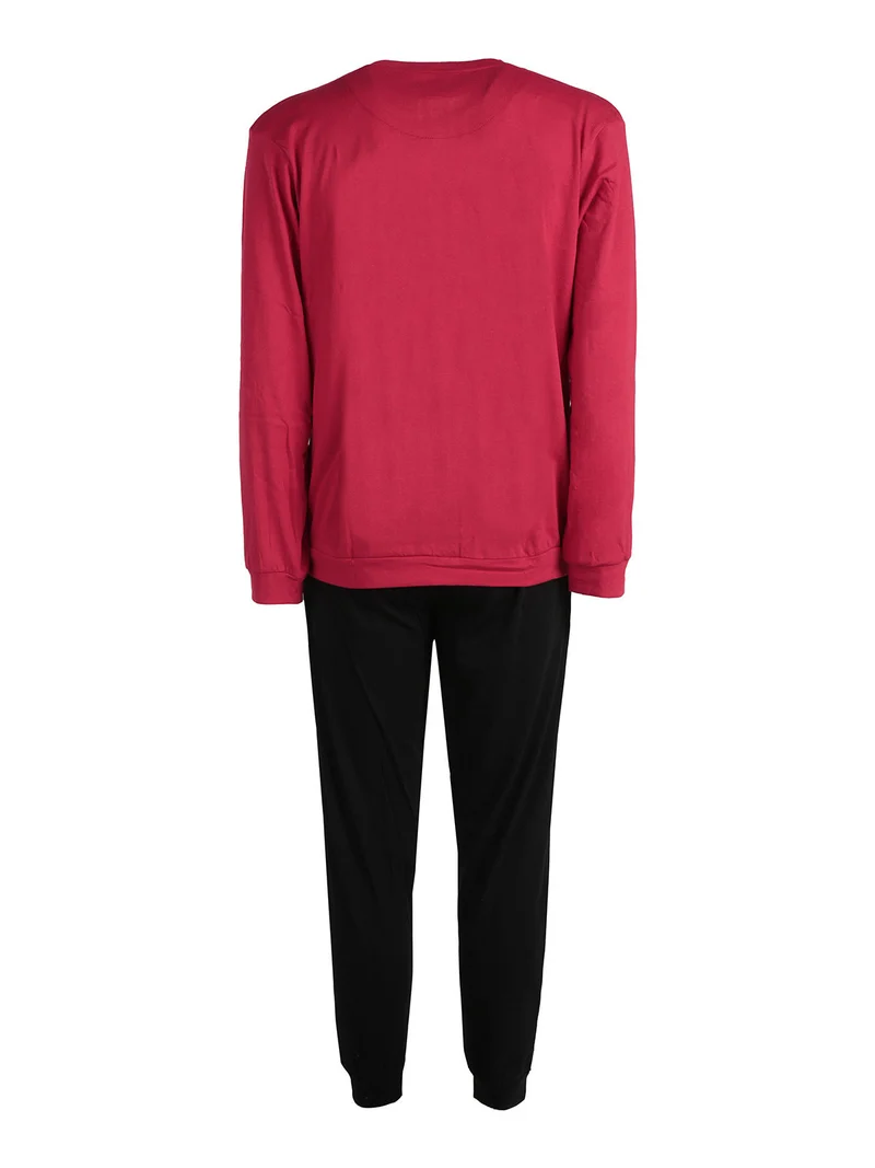 Pigiama lungo da uomo in misto cotone - rosso