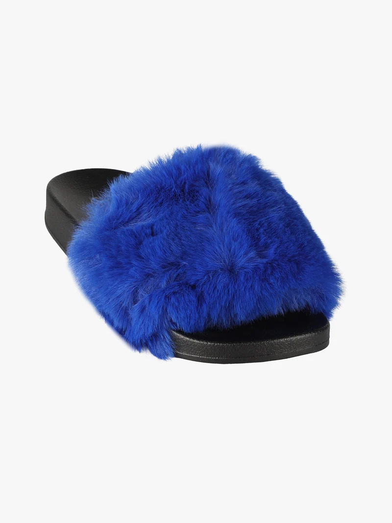 Ciabatte donna con ecopelliccia - bluette