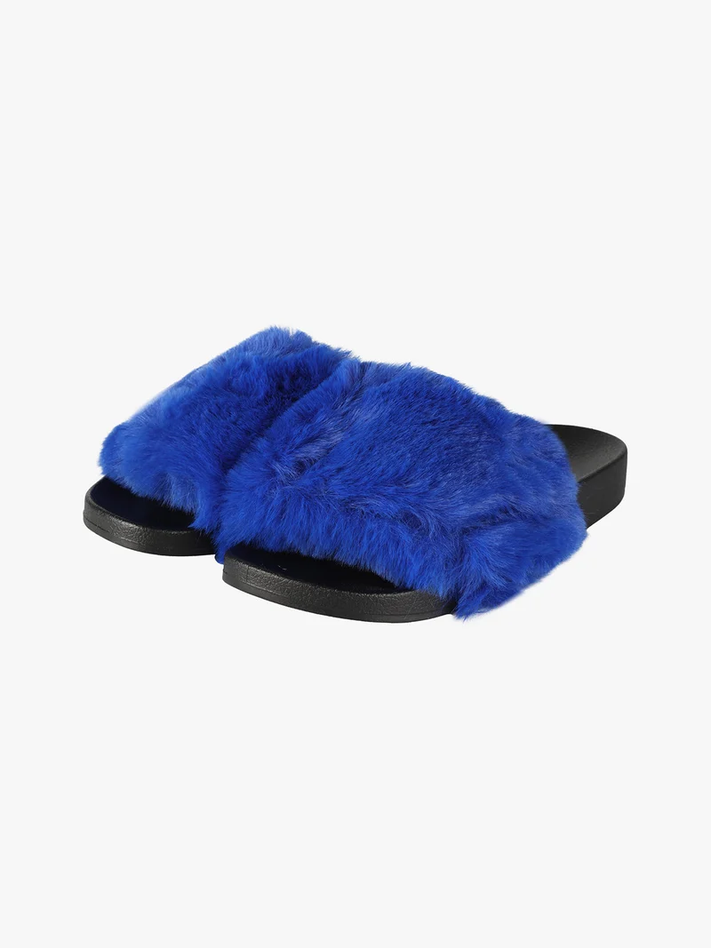 Ciabatte donna con ecopelliccia - bluette