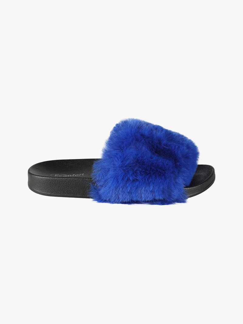 Ciabatte donna con ecopelliccia - bluette
