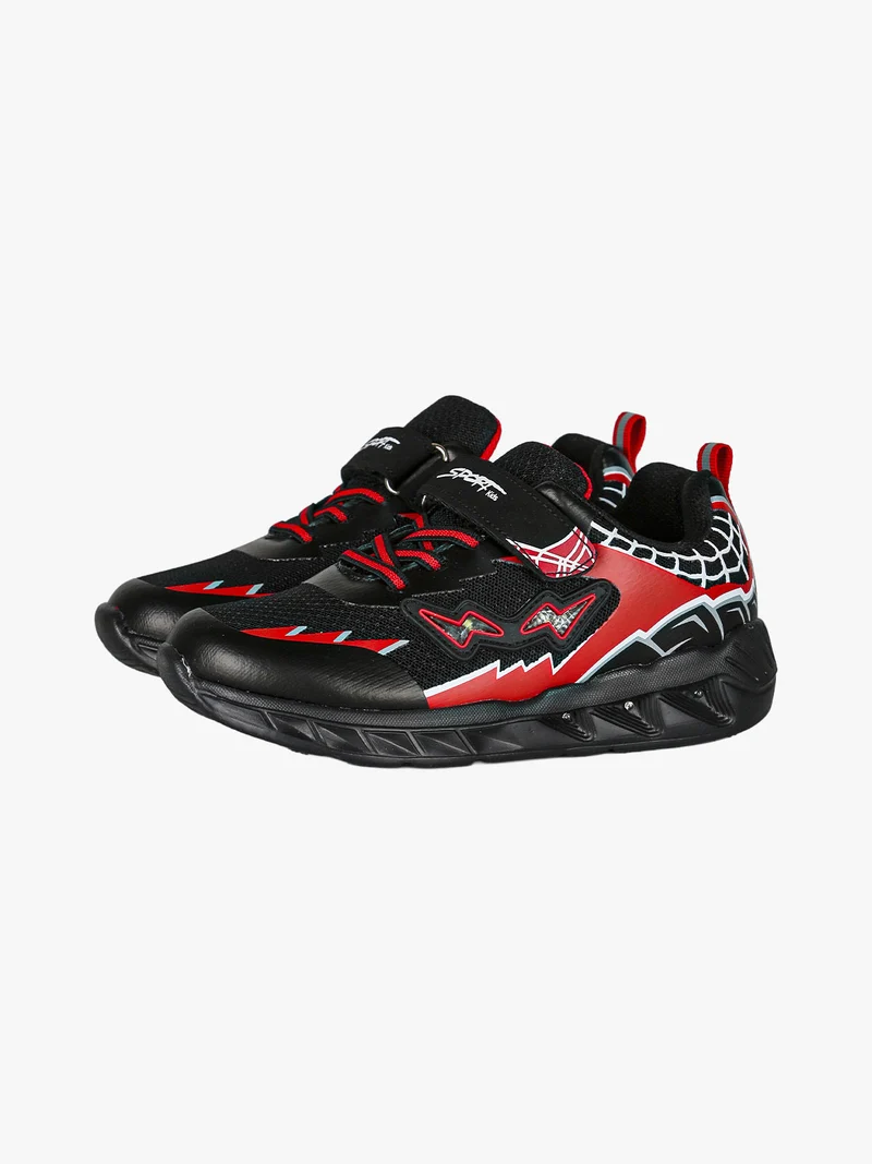 Sneakers da ragazzo con luci e cinturino a strappo - nero