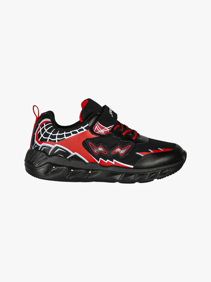 Sneakers da ragazzo con luci e cinturino a strappo - nero