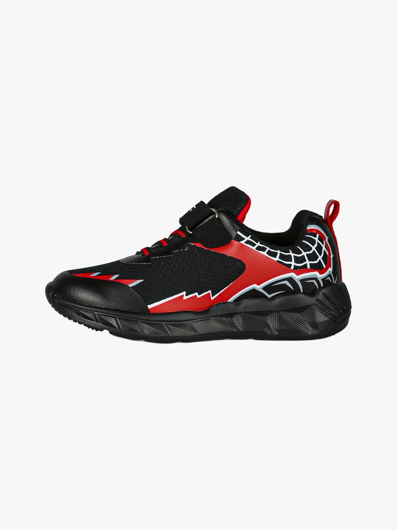 Sneakers da ragazzo con luci e cinturino a strappo - nero