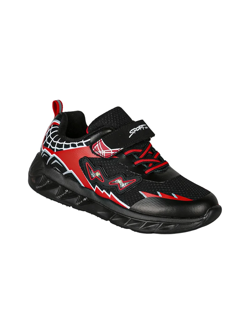 Sneakers da ragazzo con luci e cinturino a strappo - nero