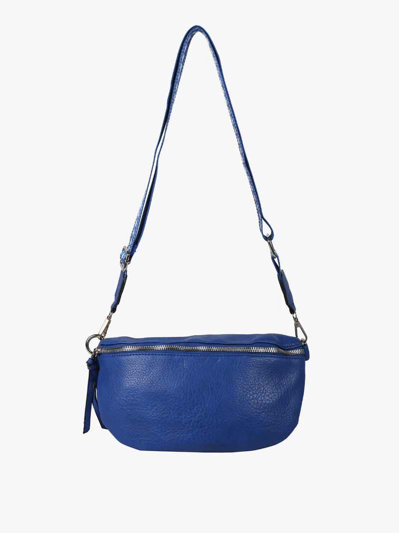 Marsupio donna in similpelle con tracolla stampata - blu