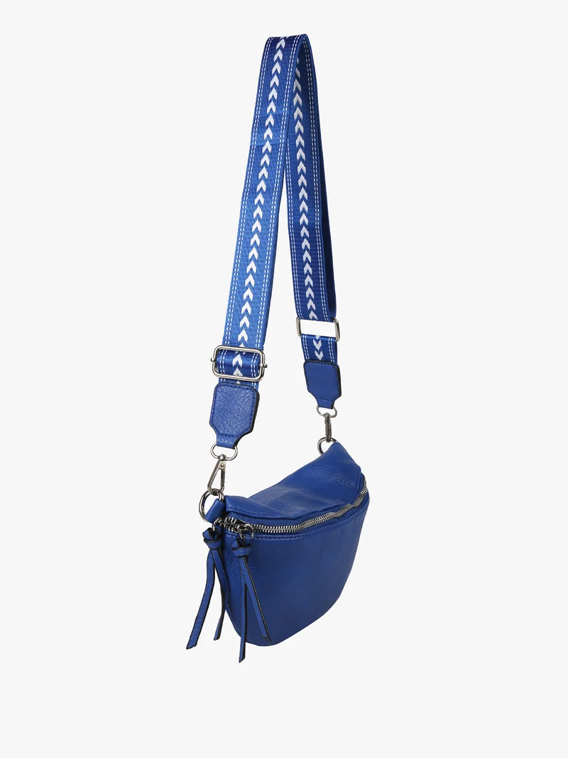 Marsupio donna in similpelle con tracolla stampata - blu