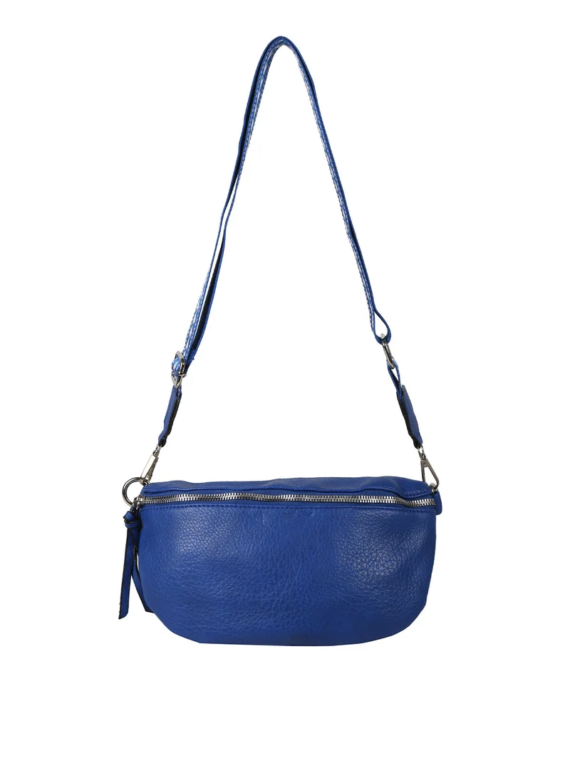 Marsupio donna in similpelle con tracolla stampata - blu