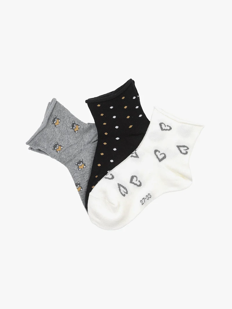 Confezione da 3 paia di calze corte da bambina - bianco