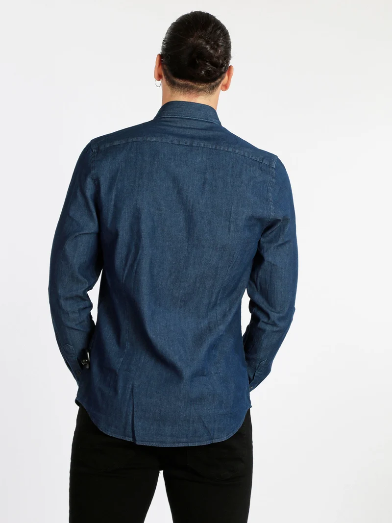 Camicia uomo in cotone effetto jeans