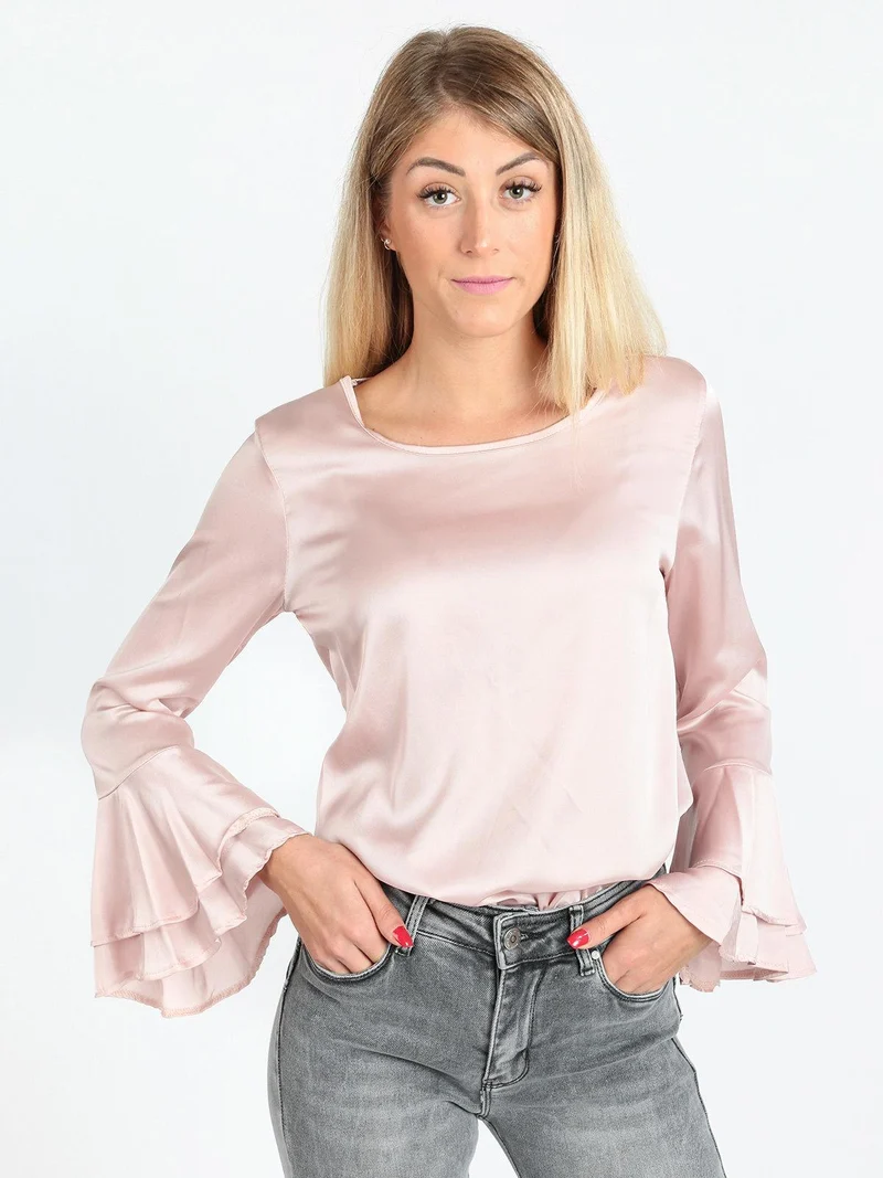 Camicetta donna con manica a campana - rosa