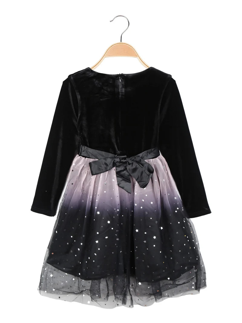 Vestito elegante da bambina in velluto e tulle - nero
