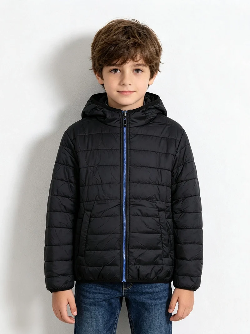 Giubbotto da bambino reversibile con cappuccio - nero
