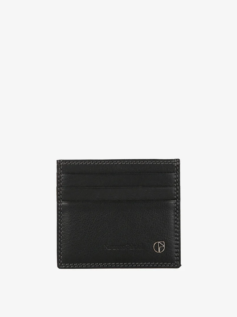 Portatessere in pelle da uomo - nero
