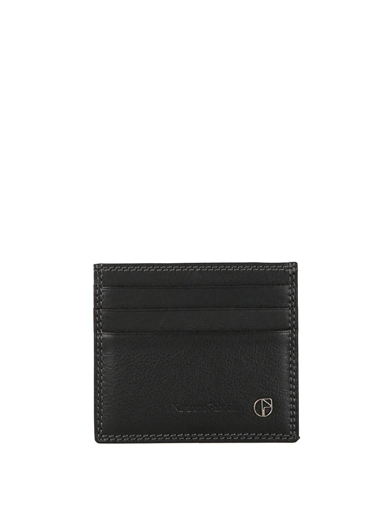 Portatessere in pelle da uomo - nero