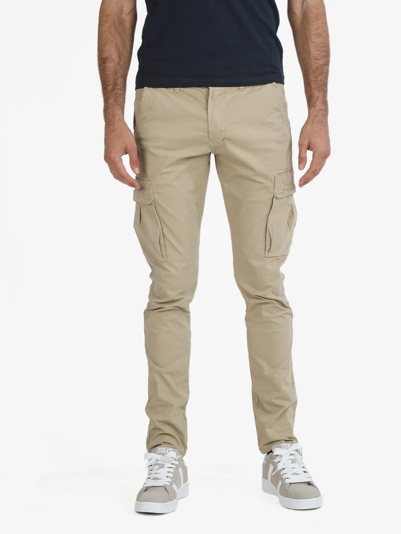 Pantaloni cargo da uomo in cotone taglie grandi - beige