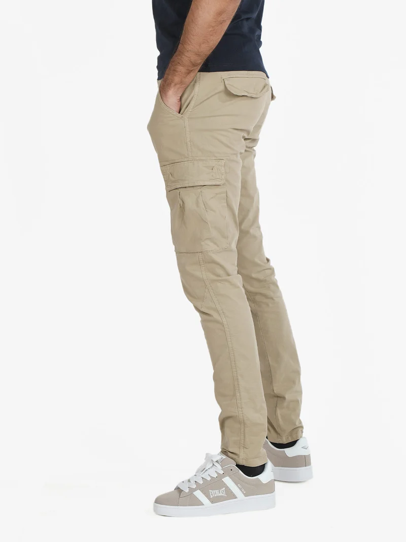 Pantaloni cargo da uomo in cotone taglie grandi - beige
