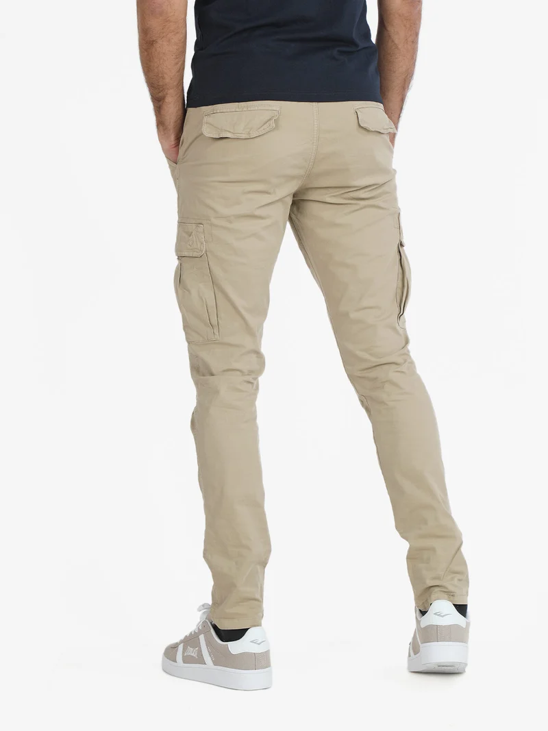 Pantaloni cargo da uomo in cotone taglie grandi - beige