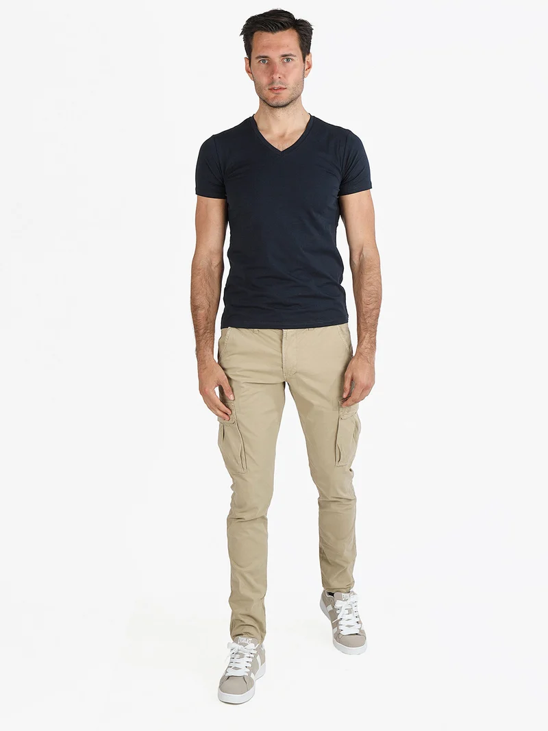 Pantaloni cargo da uomo in cotone taglie grandi - beige