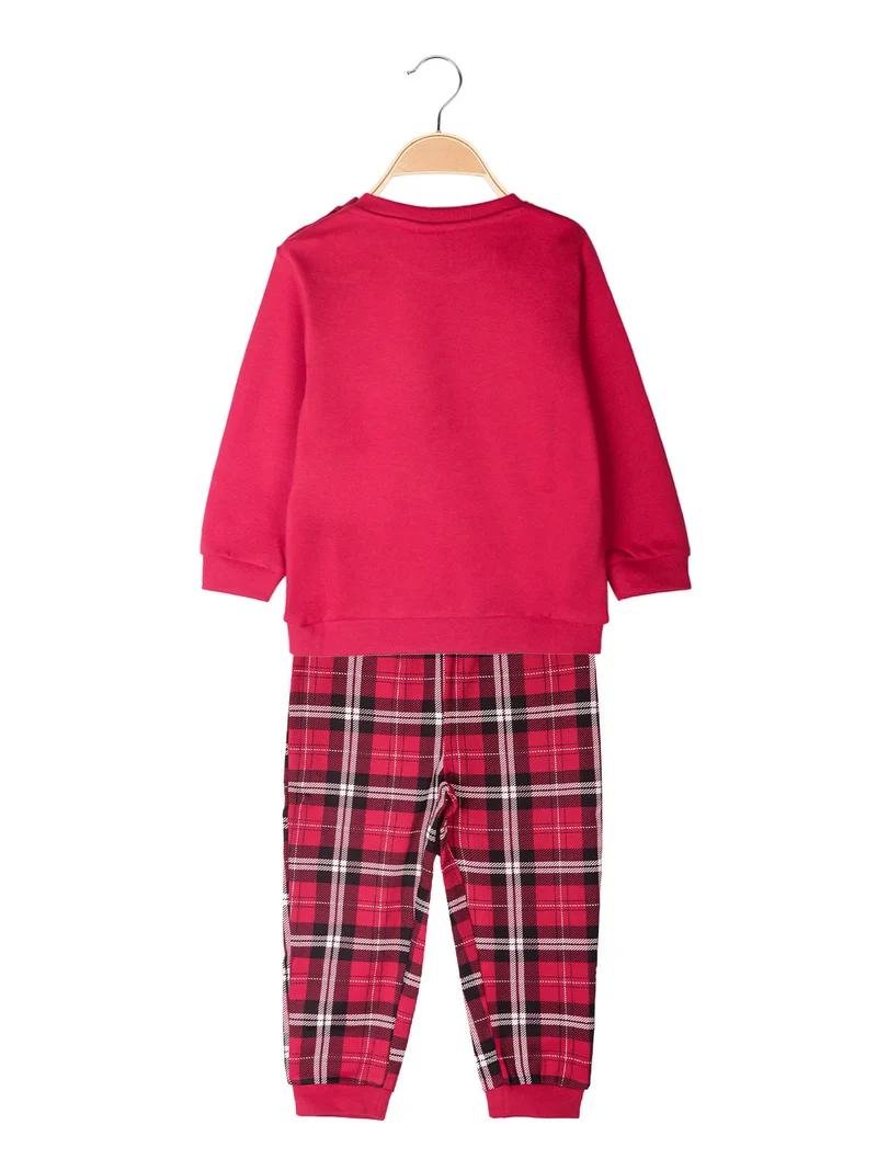 Pigiama natalizio da neonata in cotone interlock - rosso