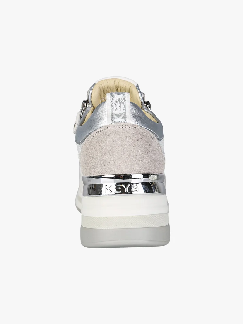 Sneakers donna in pelle con zeppa - bianco